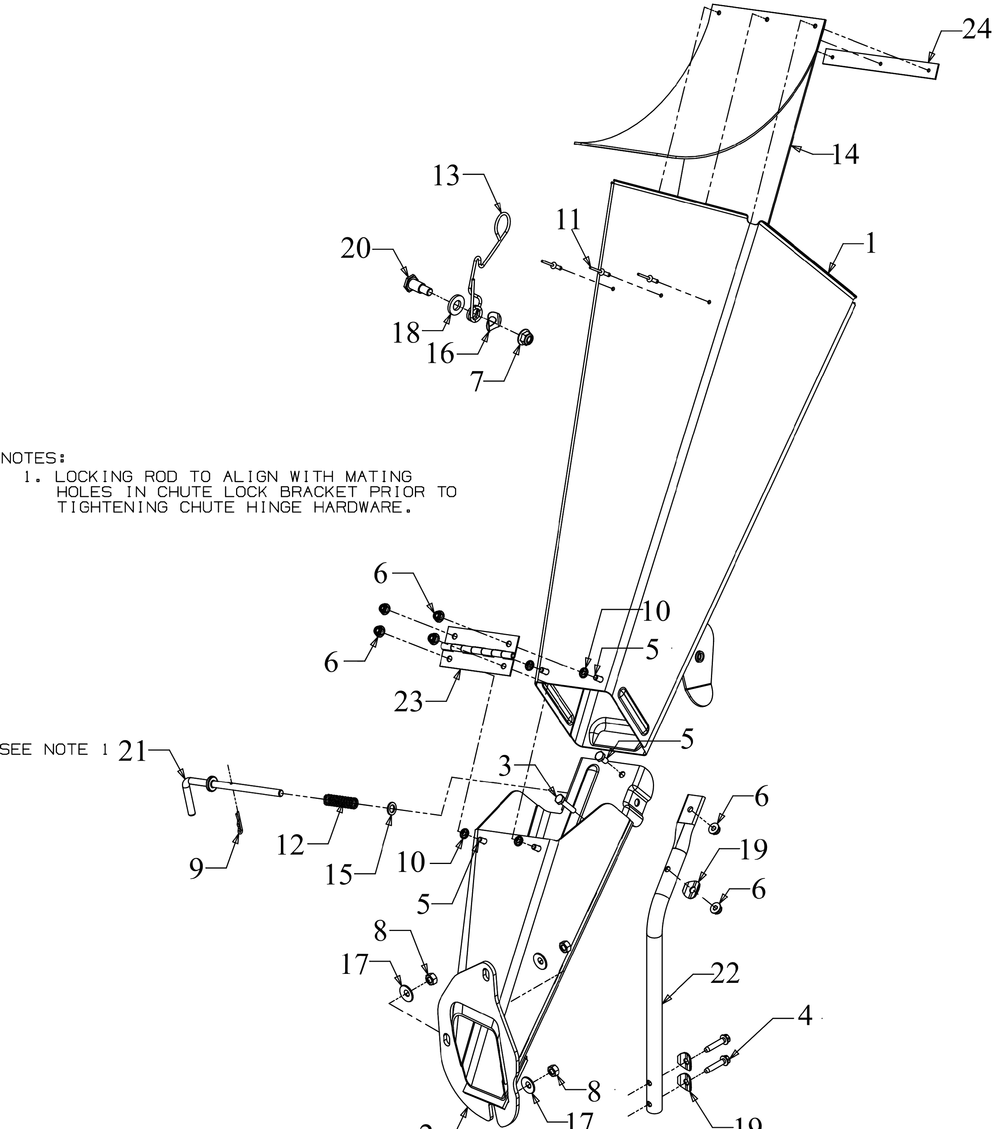 Chipper Chute Diagram and Parts List for CS3310 (24A424M710)(2020) Cub Cadet Chipper Shredder